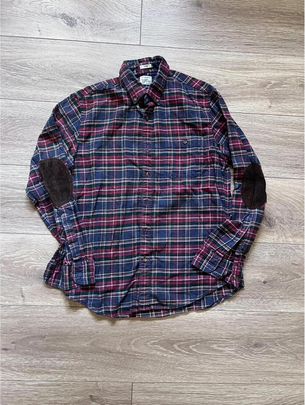 J.Crew Slim Fit Plaid Button-Down Shirt with Elbow Patches